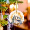 Nativity Night Ornament Round Acrylic Birth of Jesus Christ Hanging Decoration Religious Themed Christmas Keepsake for Winter Xmas Tree Decor