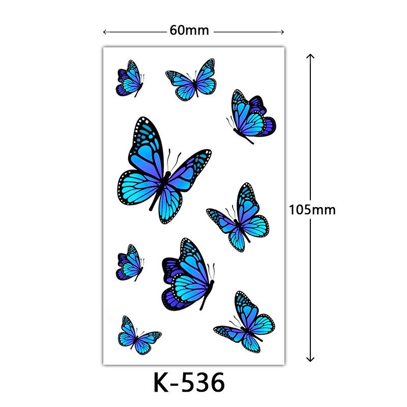 Waterproof Tattoo Stickers: English Letters, Flowers & Butterfly Sketches