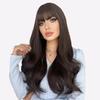 Voluminous Long Curly Wig with Feathered Bangs - Natural Looking Body Wave, Heat-Resistant Daily/Party/Wedding Hairpiece (Breathable Lightweight)