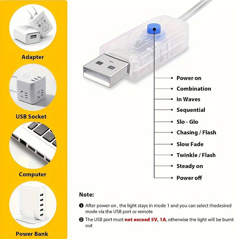 USB Гирлянда с феями 8 режимов освещения Управление с пульта ДУ Разноцветная гирлянда Идеально подходит для свадеб, спален, рождественских украшений