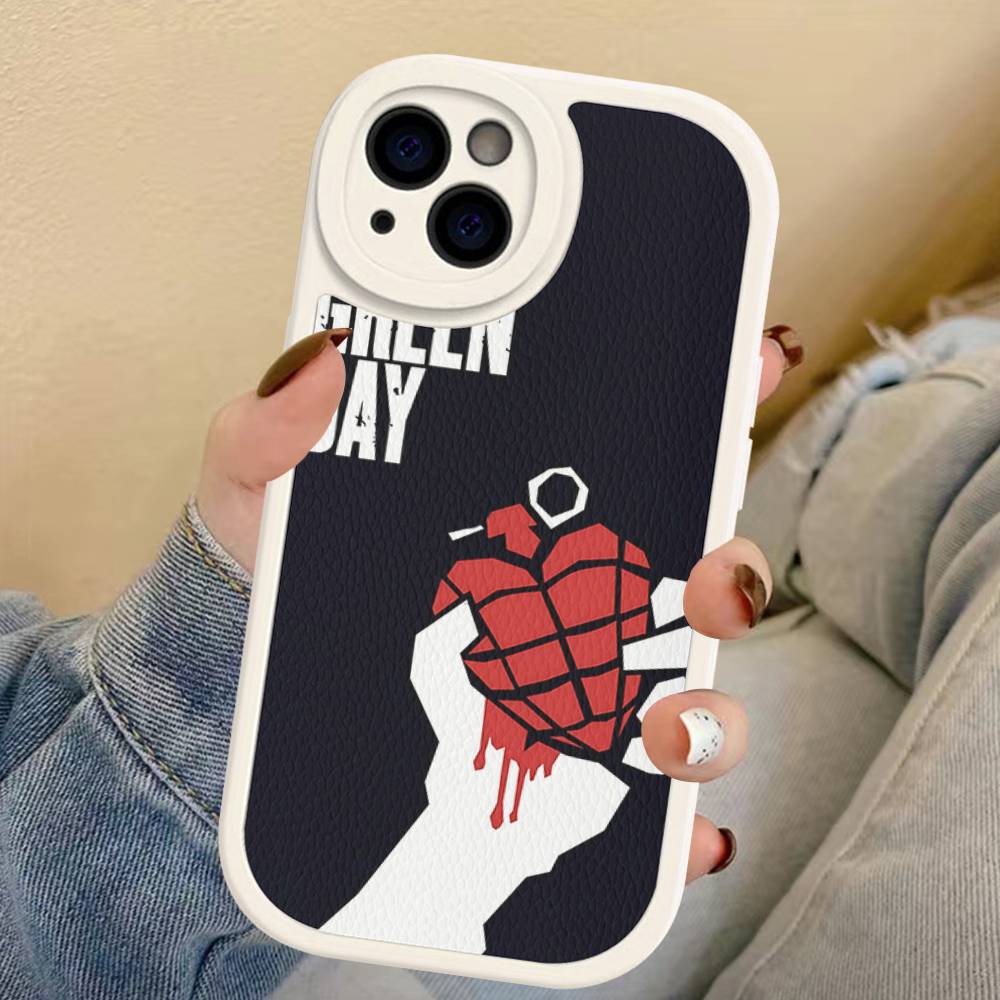 Rock Band G-Green Day Leather Phone Case For IPhone 15 14 13 Pro Max 12 11 16 Plus Phone Cover