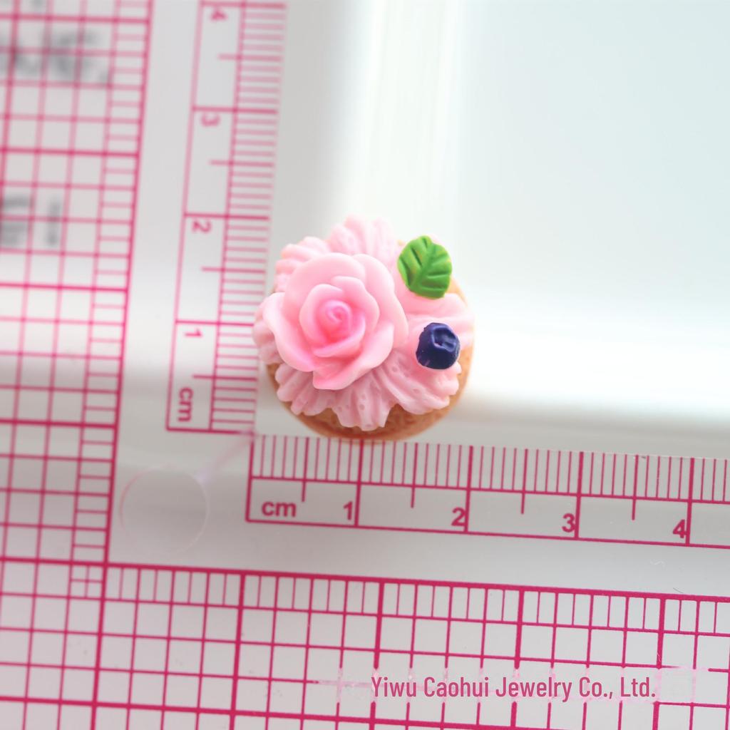 Realistic Rose Cake Food Play Cream Glue Mobile Phone Case Keychain Pendant Resin Jewelry Accessories