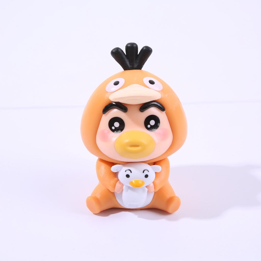 6pcs/set Crayon Shin chan Psyduck Eevee Charmander Bulbasaur Squirtle Action Figure Collection Model Toys