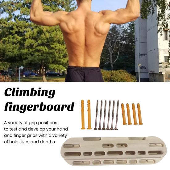 Rock Climbing Hangboard Wooden Hand Grip Finger Forearm Strengthener Trainer Pull Up Bar Hanging Fingerboard Climbers Athletes Gift