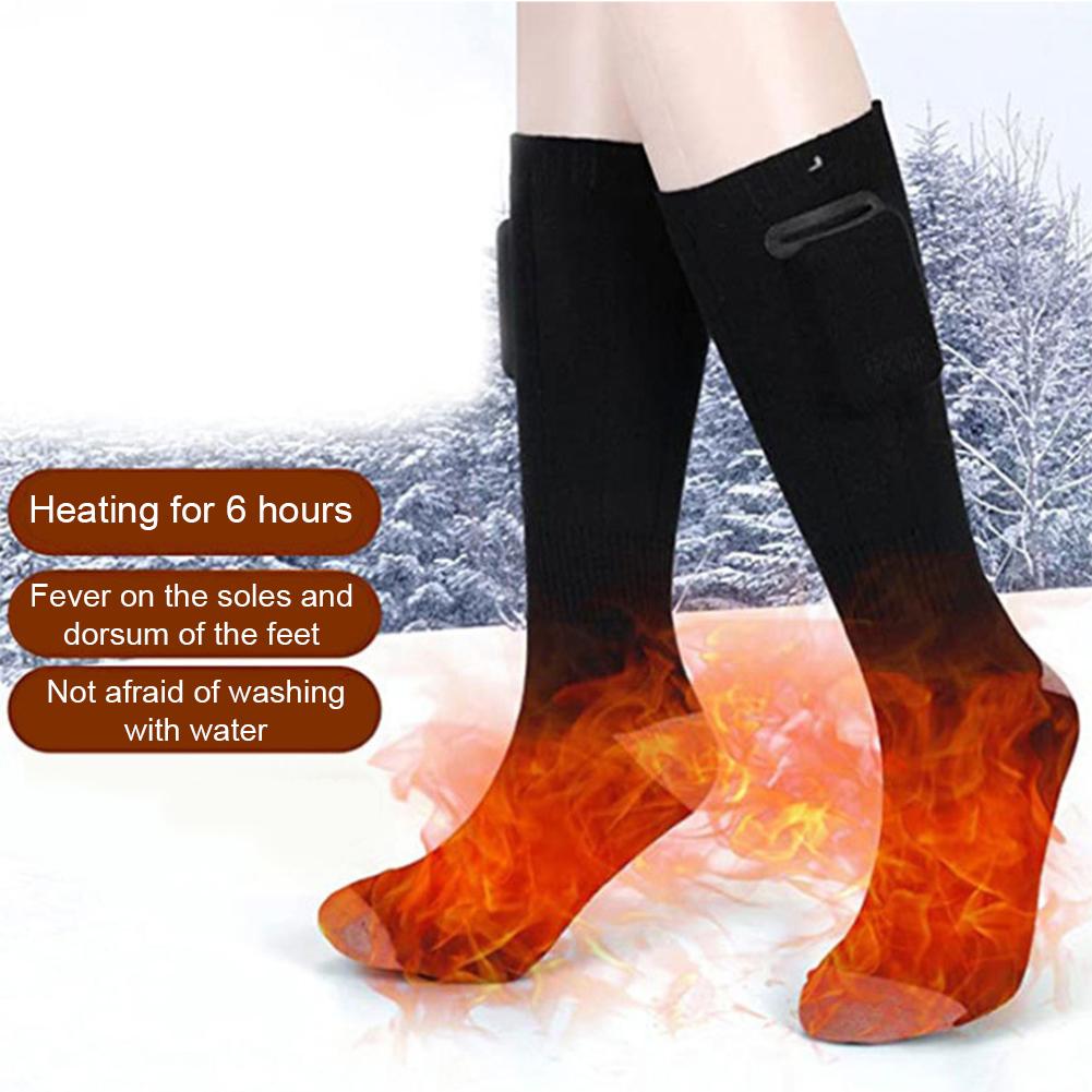 Unisex Electric Heated Socks Breathable Warmer Stockings Washable Rechargable for Outdoor Camping Hiking