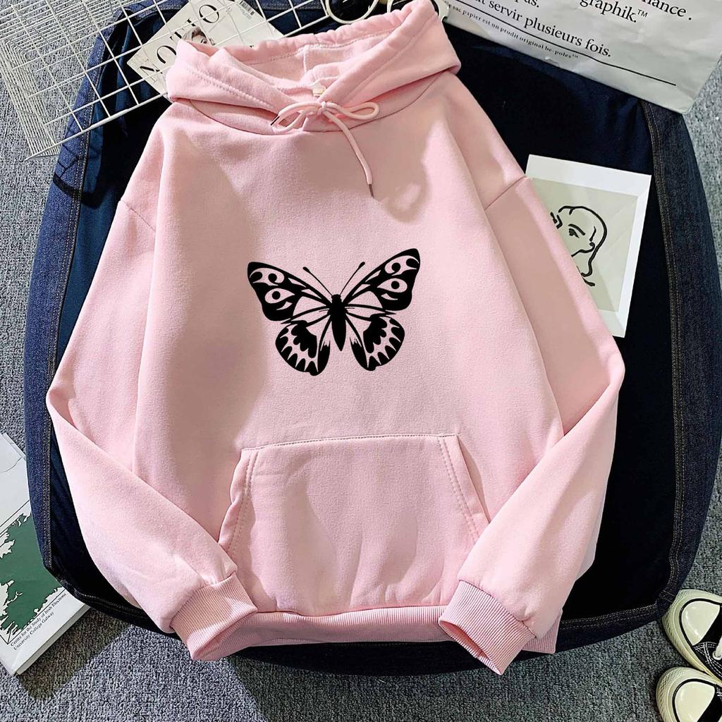 2025Fashion Trend Autumn Winter Butterfly Print Hoodie Sweatshirt for Men and Women Couple Korean Style Casual Simple Top