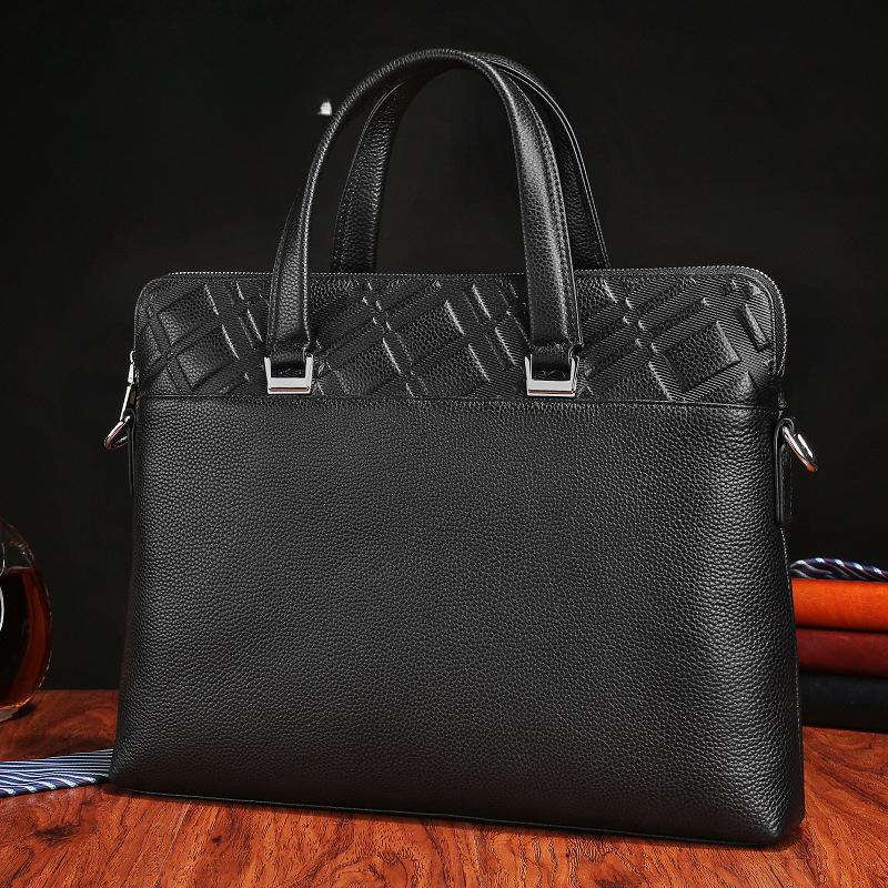 Мужской портфель из натуральной кожи, деловая сумка, модная повседневная сумка из коровьей кожи, большая вместимость, компьютерная сумка