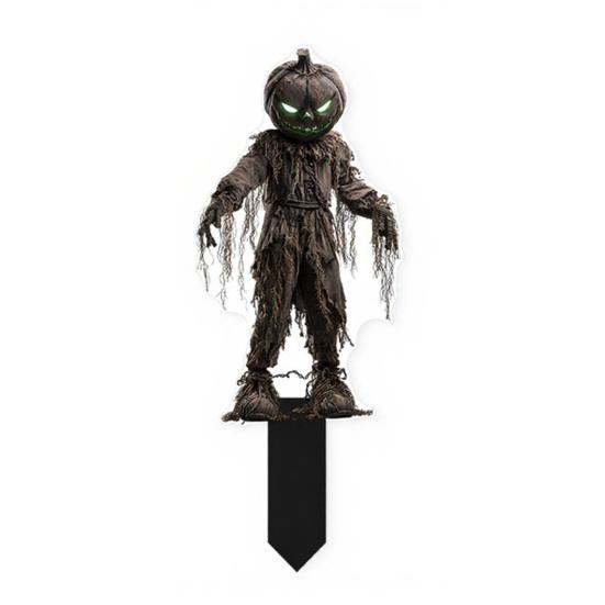 Zombie Garden Decor Halloween Scarecrow Stake, 2D Flat Creepy Ornament, Spooky Doll Black Ground Stakes Decoration, Scary Yard Art Sign for