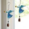 Metal Angel Wind Chime Hanging Decoration Ornament Bells Wing Angel Bell Decorative Hanging Bells Blue Easy Install