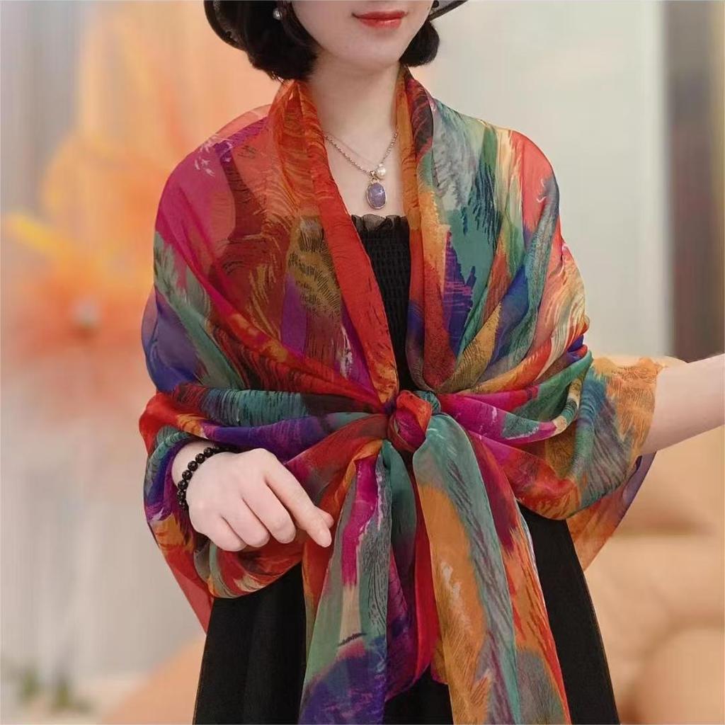 New Spring and Summer Soft Yarn Scarf Large-size Printed Beach Towel High-end Sun Protection Scarf Shawl