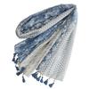 Large Stole with War Native American Sun UV UV FT34411 Indigo [Eternal Leaf] Women's Tassels, Gauze-like Scarf, Bonnet, Pattern, Shawl, Protection,