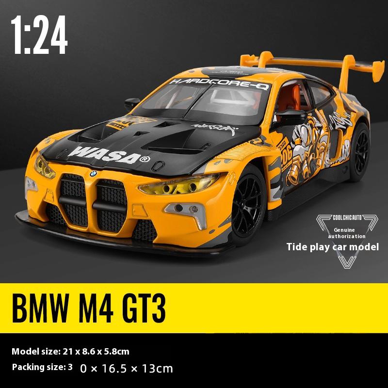 Масштаб 1/24 BMW M4 GT3 Серия WASA Литой металлический автомобиль из сплава Модель автомобиля DIY Дизайн Коллекция Декорация Бутик Модные подарки для мальчиков