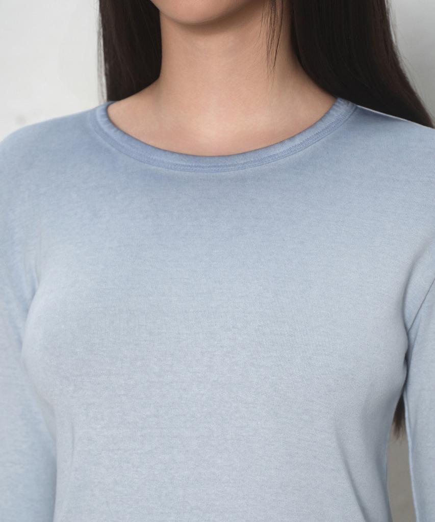 MUSINSA STANDARD WOMAN Women'S Dirty Dried Slim Crew Neck Long Sleeve T-Shirt [Dusty Blue]