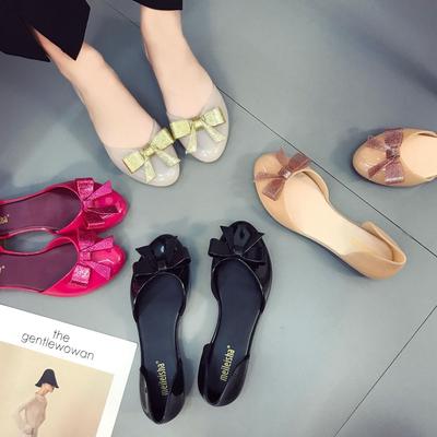 Новые модные повседневные женские сандалии Four Seasons Bow Knot Baotou, однотонные повседневные сандалии на плоской подошве
