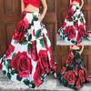 Women Bohemian Floral Print Skirt High Waist Party Beach Pocket Long Maxi Skirt