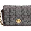 Coach Dinky 18 Классическая сумка через плечо с цепочкой и поворотной застежкой, Монограмма, Холст и Кожа, Маленькая женская сумка через плечо, Кофейно-коричневая C5281-B4S0M