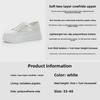 2025 Spring/Summer Women's White Mesh Breathable Lightweight Thick Sole Elevated Soft Leather Lace-Up Casual Shoes