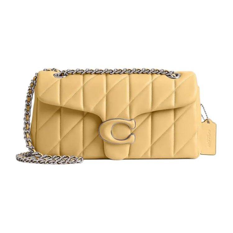 Coach Tabby 26 Logo Plaque Quilted Flap Nappa Leather Hobo Crossbody Bag Medium Women Bags Yellow CP147-LHFBU