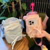 Сумка для хранения бутылки с водой с милым бантом, на завязке, водонепроницаемая, спортивная, на плечо, портативная, с ремешком, карман для телефона, аксессуары для стакана