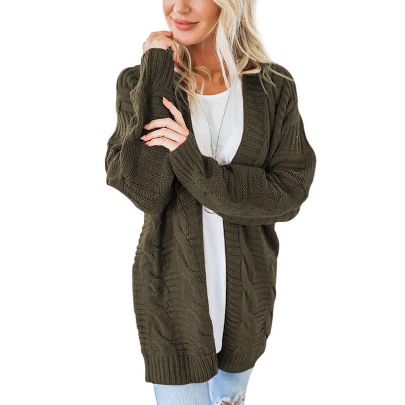 Fashionable Casual Knitted Sweater With Loose Long Sleeve Women Cardigan