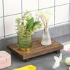 Wood Tray Pedestal Stand Bathroom Decor Wooden Vanity Hands Soap Scented Candle Storage Holder Tray Kitchen Seasoning Holder