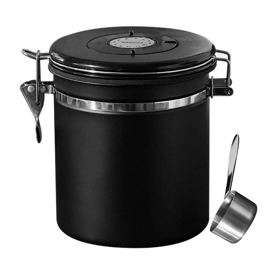 Coffee Beans Vacuum Sealed Jug,Stainless Steel Food Airtight Container for Kitchenware,Portable Grain Storage Can for Kitchen