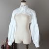Women Fake Collar Lapel Lantern Long Sleeve Single Breasted Ruffle Stitching Hem FALSE