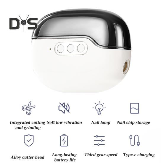 Электрическая машинка для стрижки ногтей, полировщик с УФ-лампой, 3-скоростная, регулируемая, USB-зарядка, 2-в-1, автоматическая пилка для ногтей для детей, взрослых, пожилых людей, маникюр