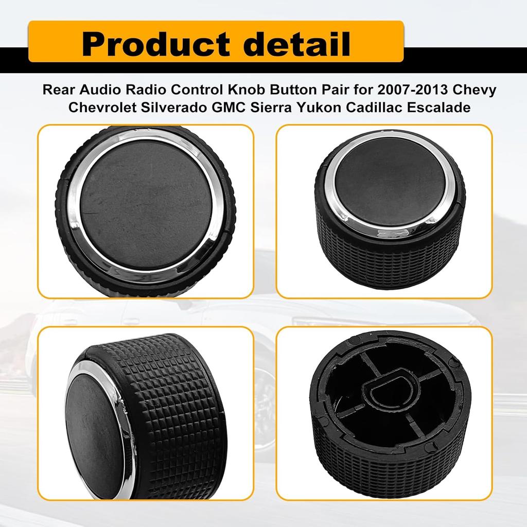 Car Rear Radio Volume Control Knob, Radio Repair Kit Replacement Button Compatible with 07-13 Chevy Tahoe Chevrolet Silverado GMC Acadia Sierra