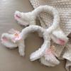 Hair Hoop Sheep Ear Design Plush Headband Bowknot Bell Decor White Hairband Makeup Washing Accessory
