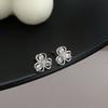 Clover Stud Earrings Women's Light Luxury Niche Design Sense Inlaid Zircon Lucky Leaf Earrings