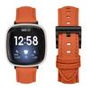 Litchi Textured Genuine Cow Leather Strap with Electroplated Buckle for Fitbit Versa 4 / Sense 2 Pointed-End Watch Band