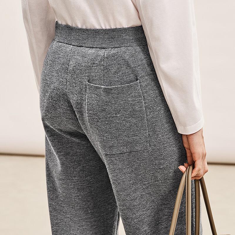 LESS Women's 100% Wool Straight-Leg Casual Trousers