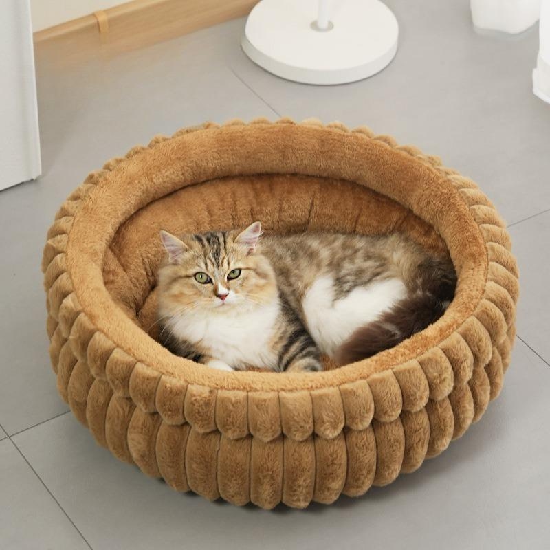 Новая разборная круглая лежанка для питомцев, толстая, теплая, водонепроницаемая, гнездо для собак и кошек, всесезонный домик для маленьких и средних собак со съемной подушкой