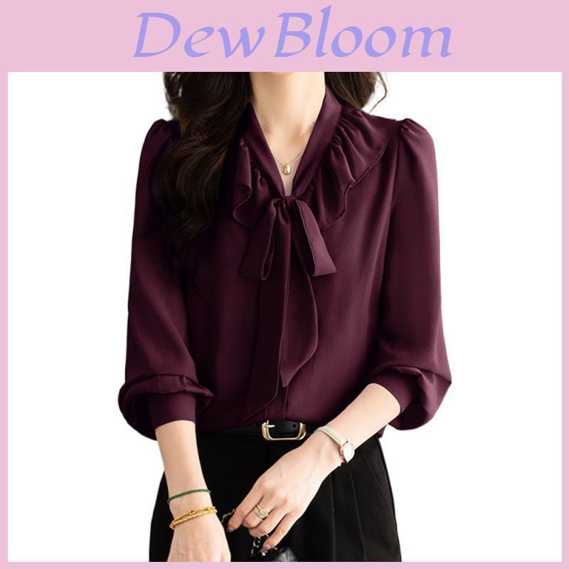 Elegant Womens Chiffon Shirt With Fabric For Spring Office Wear