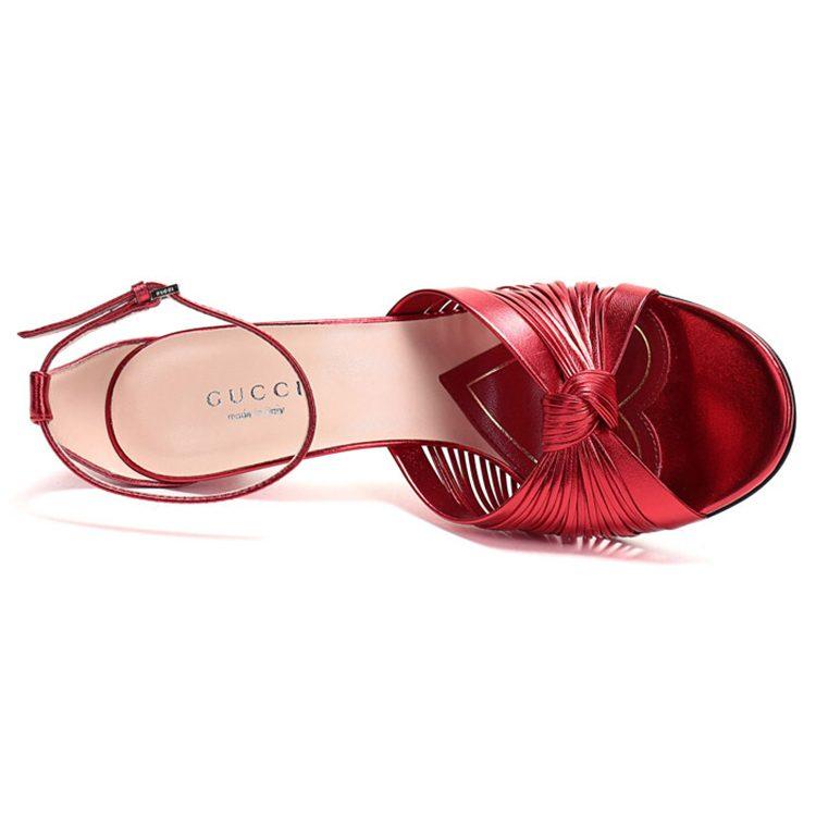 Gucci Кожаные сандалии на одной лямке женские Красные 577225 B8B00 6401
