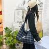 Осенняя новая клетчатая холщовая сумка в литературном стиле, вместительная, практичная, универсальная, для учебы, на одно плечо, через плечо