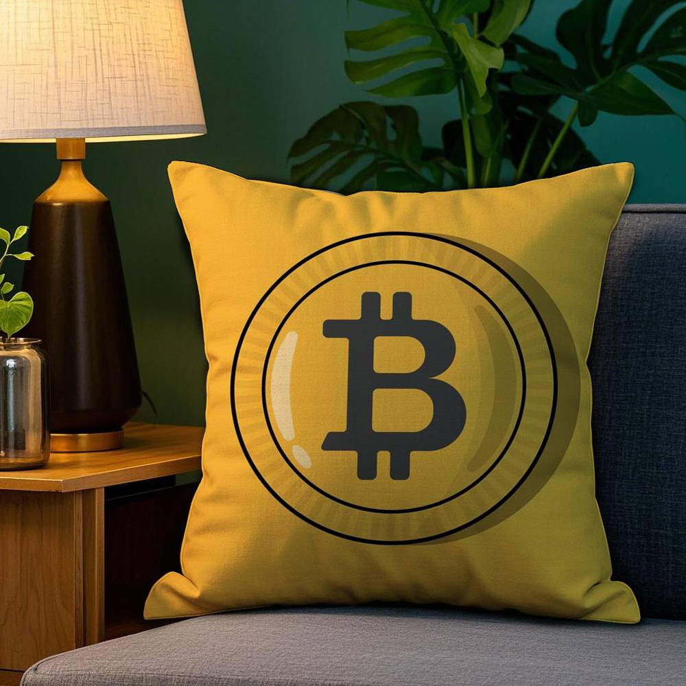 Биткоин Криптовалюта Btc Наволочка Плюшевая Ткань Мягкая Двусторонняя Печать Наволочка для Подушки Дивана Наволочки для Декоративных Подушек