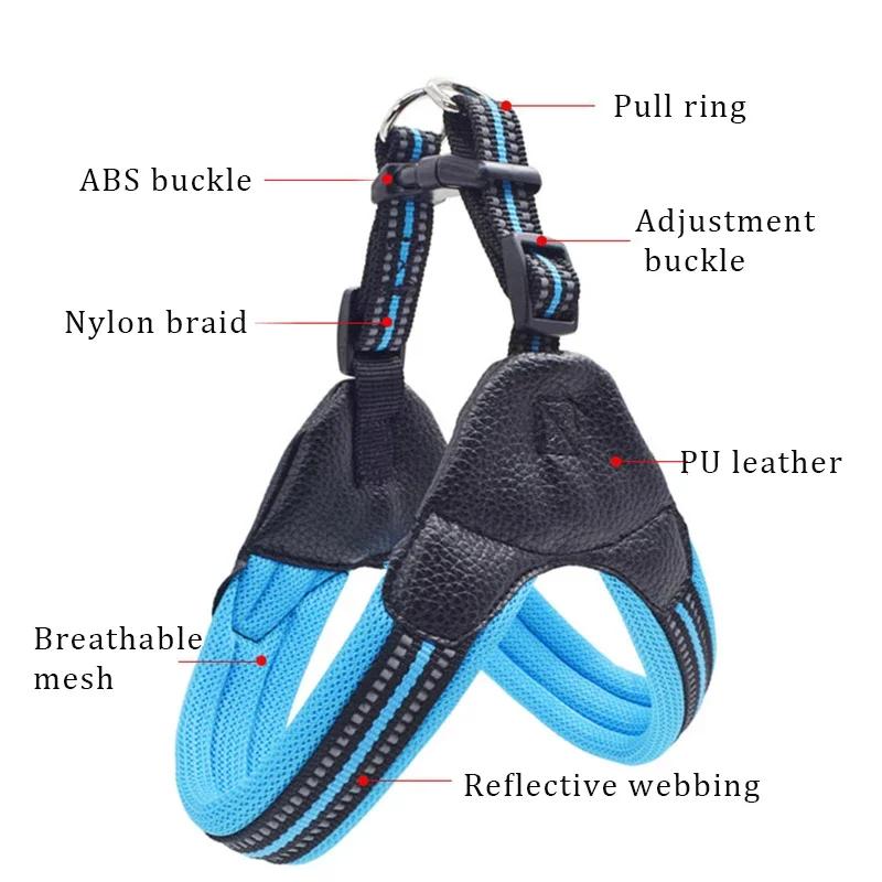 Nylon Breathable Dog Harness Reflective Dog Harness and Leash Set Pet Collar Leash for Dogs Small Medium Large Dog Chest Strap