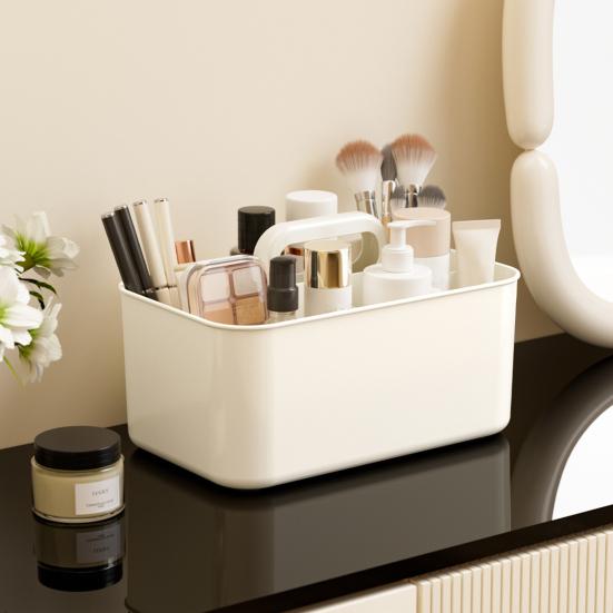 Ящик для хранения Штабелируемый Органайзер для стола с ручкой Большая вместимость 5 отделений Подставка для хранения канцелярских товаров и косметики