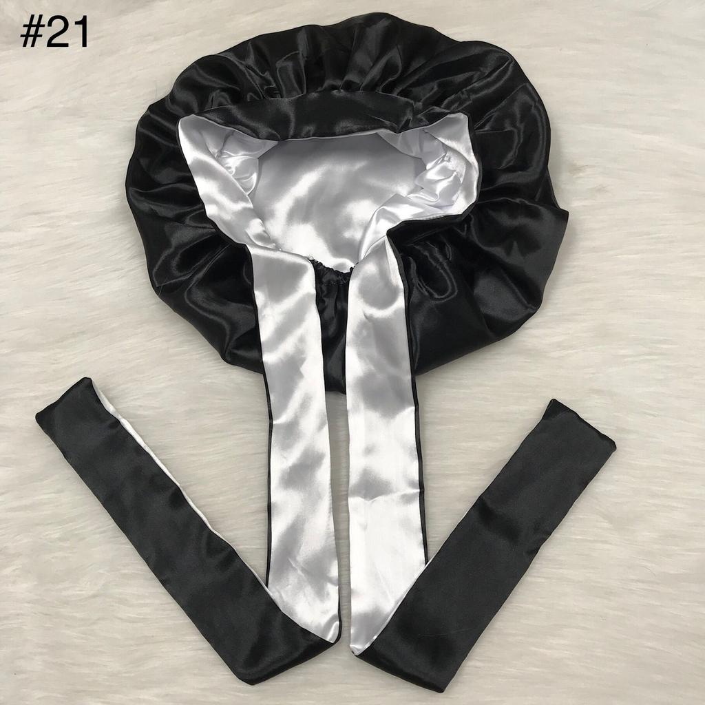 Long Tie Satin Hat Woman Fashion Sleeping Hair Bonnet Double Layer Braids Bonnets