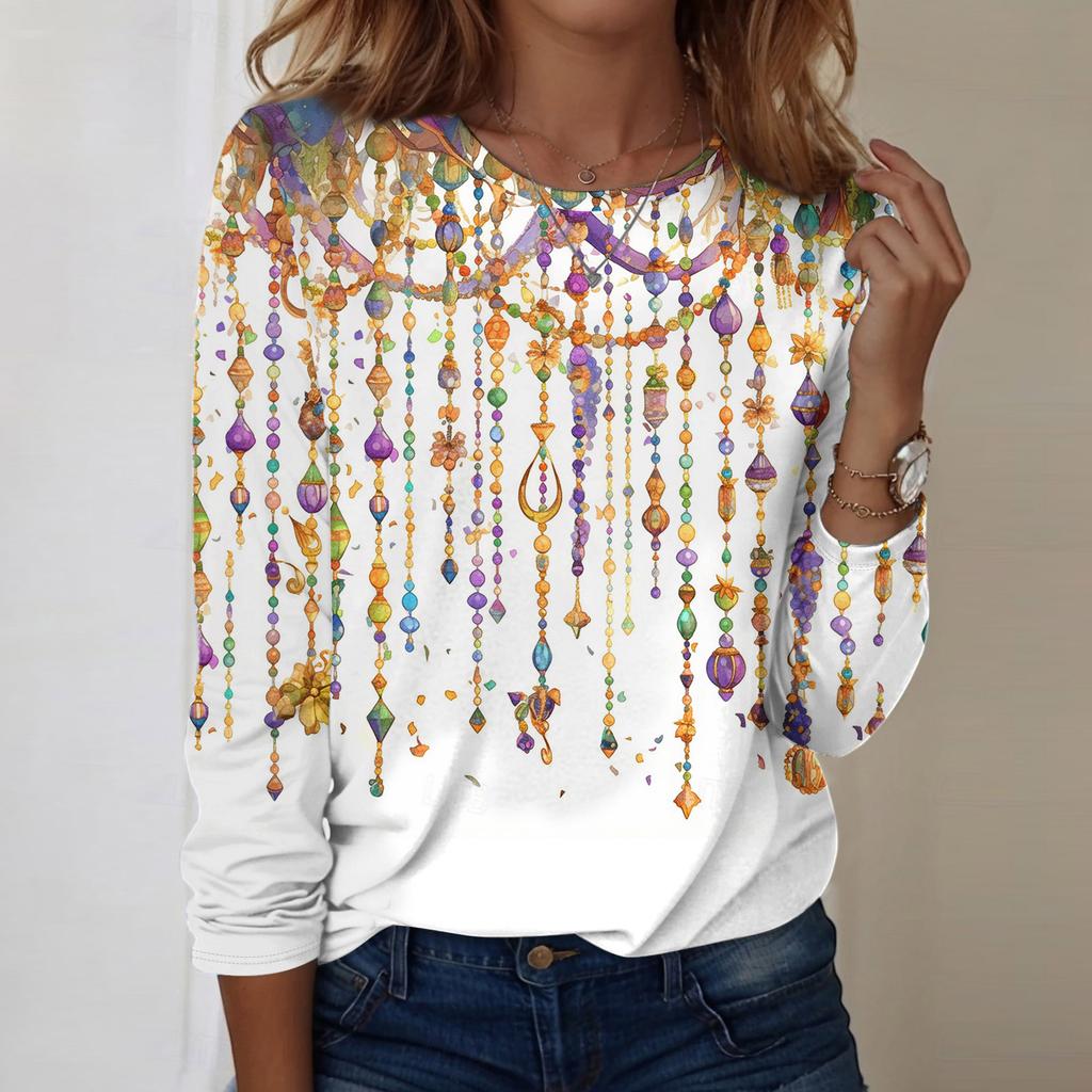 Long Sleeve Shirts For Women Cute Print Graphic Tees Blouses Casual Plus Size Basic Tops Pullover