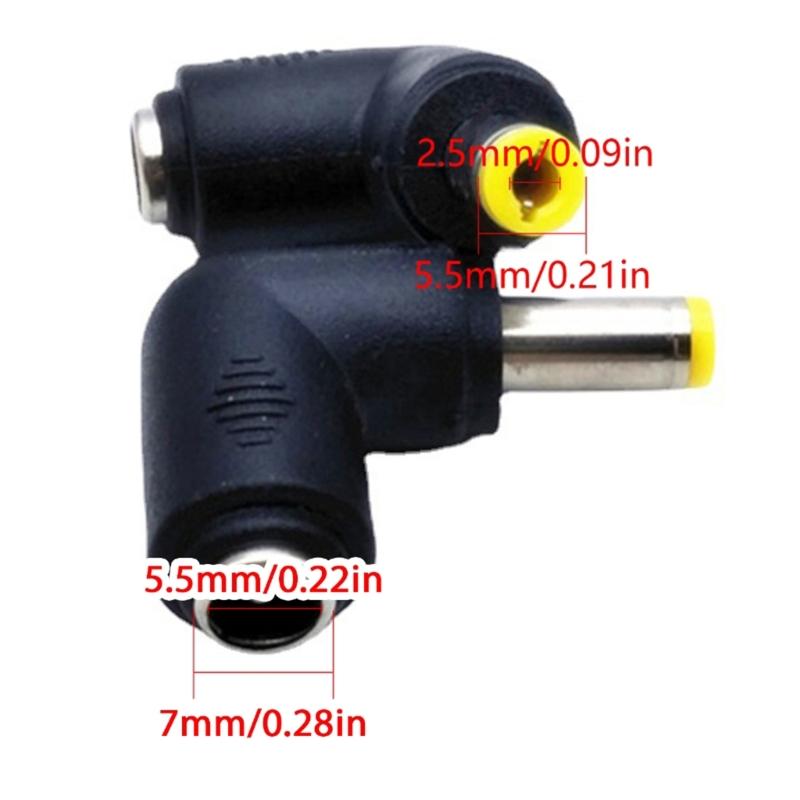 Portable DC5521 Female To DC5.5x2.5mm Male Converter Adapter Elbow Conversion Head for Various Laptops Brands