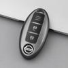 Премиальный чехол для ключа с 3/4 кнопками для Nissan Sylphy, Tiida, Qashqai, X-Trail, Kicks - Титаново-серый
