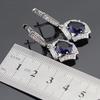 WPAITKYSSilver Color Jewelry Set for Women Dark Blue Zircon Bracelet Earrings Necklace Pendant Open Rings