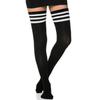 Women's 3 Ribbon Detail Cotton Black Laptop Socks Garter Height Black Tall Socks