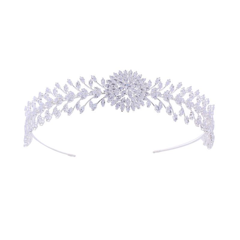 Свадебная корона Роскошная ручная работа Цирконовая корона принцессы Тиара Аксессуары для волос Зимняя повязка на голову