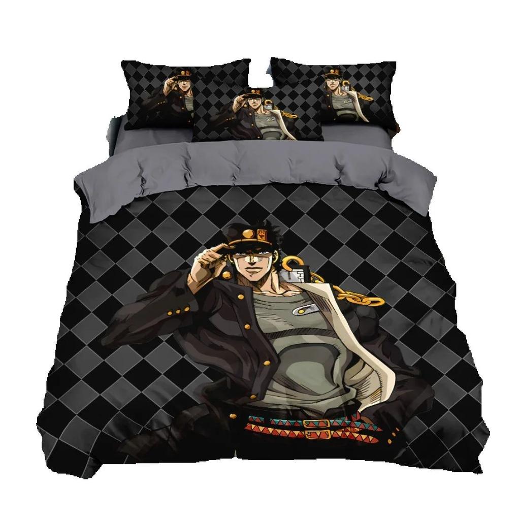 Anime JoJo Bizarre Bedding Set,Adventure Jotaro Kujo Bedding Set,JoJo Duvet Cover Pillowcase Bed Kids Adult