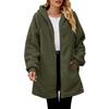 Women's Fashionable Coat Solid Color Long Sleeved Pocket Loose Hooded Zipper Plush  Jacket