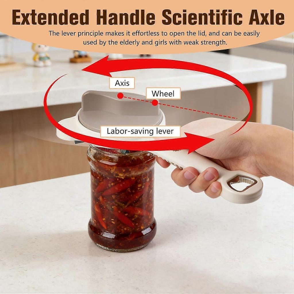 4-in-1 Multi-Function Bottle Opener, Adjustable Lid Opener for Jars Cans Bottles, Multi-Size Retractable Kitchen Helper for Weak Hands, Seniors & Dail